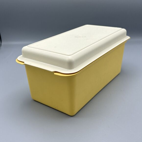 Vtg Tupperware Bread Box 171-5 and Lid 172-2 Harvest Gold Almond Kitchen Camping - Picture 10 of 16